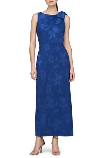 Js Collections Vivienne Stretch Jacquard Gown In Blue