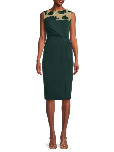 Js Collections Women's Adelaide Sequined Floral Knee-length Cocktail Dress In Green