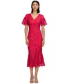 Js Collections Women's Camilla Soutache Midi Party Dress In Magenta Gloss