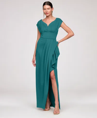 Js Collections Women's Column V-neck Gown Dress In Green