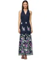 Js Collections Women's Dassie Floral V-neck Tie-waist Gown In Multi