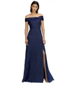Js Collections Isadora Off The Shoulder Organza Gown In Navy