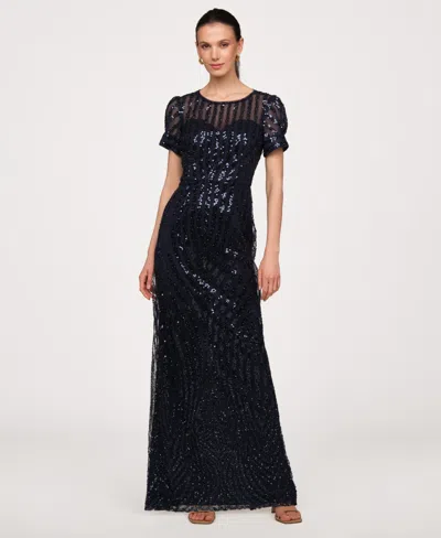 Js Collections Women's Jewel Neck Column Gown Dress In Blue