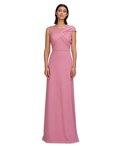Js Collections Women's Jordyn Twisted-bodice Illusion-neck Gown In Deep Blush