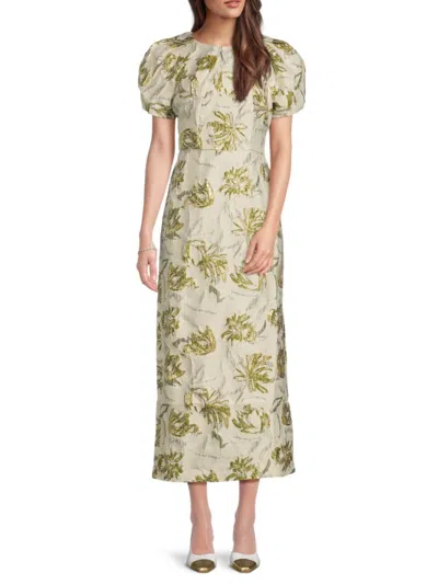 Js Collections Women's Penny Floral Jacquard Puff-sleeve Maxi Dress In Green