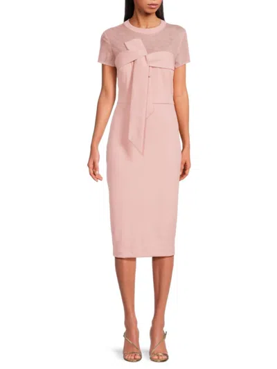 Js Collections Women's Roselle Bow Mesh Midi-dress In Pink