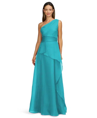 Js Collections Women's Seraphina Organza One-shoulder Evening Gown In Blue
