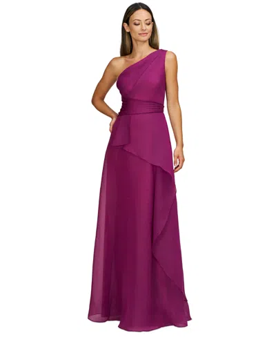 Js Collections Women's Seraphina Organza One-shoulder Evening Gown In Violet Rose