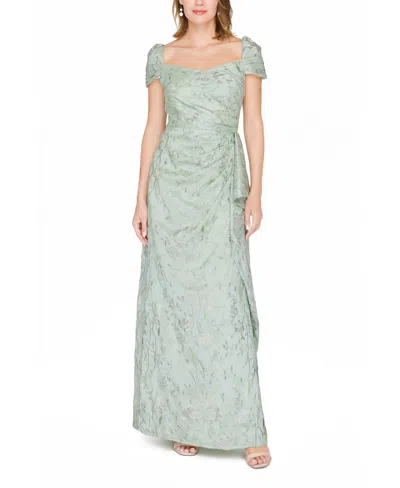 Js Collections Women's Sweetheart Neck Cascade Detail Gown In Green