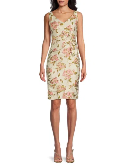 Js Collections Women's Veda Bow Floral Knee-length Dress In White