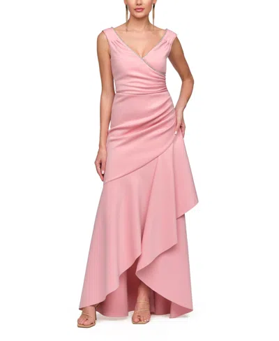 Js Collections Women's V-neck Marla High Low Gown In Pink