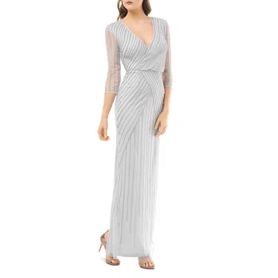 Js Collections Womens Beaded Illusion Evening Dress In Blue