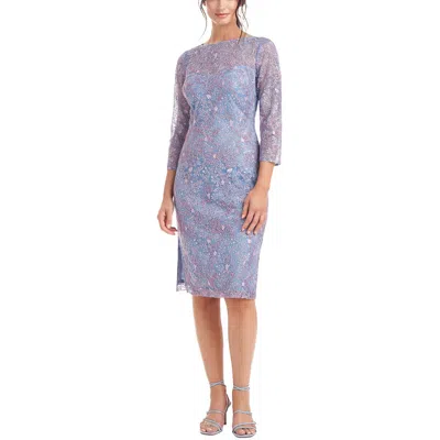 Js Collections Womens Embroidered Knee-length Cocktail And Party Dress In Blue