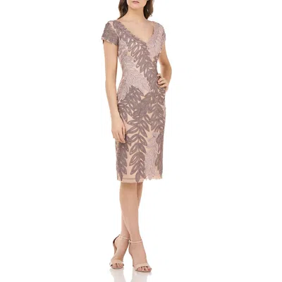 Js Collections Womens Embroidered Leaf Casual Dress In Pink