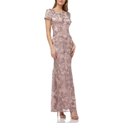 Js Collections Womens Formal Embroidered Evening Dress In Beige