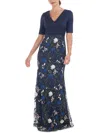 JS COLLECTIONS WOMENS MESH EMBROIDERED EVENING DRESS