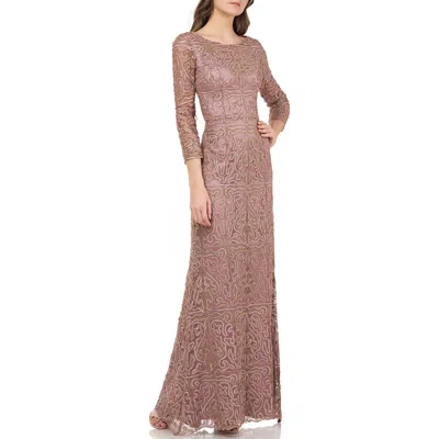 Js Collections Womens Metallic Soutache Evening Dress In Beige