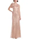 JS COLLECTIONS WOMENS SEQUINED BOW EVENING DRESS