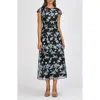 Js Collections Yvette Embroidered Midi Dress In Black/sea Angel