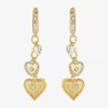Js Jessica Simpson Gold Tone Charm Dangle Womens Glass Heart Drop Earrings In Gold