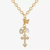 Js Jessica Simpson Gold Tone Charm Womens Glass Alloy 18 Inch Y Necklace In Yellow