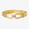 Js Jessica Simpson Gold Tone Hinged Link Womens Glass Bangle Bracelet In Gold