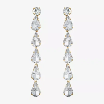 Js Jessica Simpson Gold Tone Linear Womens Glass Drop Earrings In Yellow