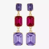 Js Jessica Simpson Gold Tone Linear Womens Multi Color Glass Drop Earrings In Multi