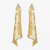 Js Jessica Simpson Gold Tone Mesh Womens Glass Triangle Drop Earrings In Gold