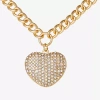 Js Jessica Simpson Gold Tone Pave Womens Glass Alloy 18 Inch Pendant Necklace In Gold