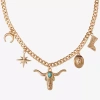 Js Jessica Simpson Gold Tone Western Womens Blue 16 Inch Statement Necklace In Gold