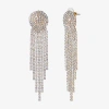 Js Jessica Simpson Gold Tone Womens Crystal Drop Earrings In Metallic