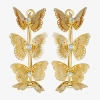 Js Jessica Simpson Gold Tone Womens Glass 48mm Butterfly Hoop Earrings In Gold