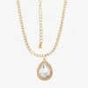 Js Jessica Simpson Gold Tone Womens Glass Alloy 15 Inch Pendant Necklace In Gold