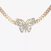 Js Jessica Simpson Gold Tone Womens Glass Alloy Butterfly 13 Inch Pendant Necklace In Gold