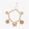 Js Jessica Simpson Gold Tone Womens Glass Butterfly Charm Bracelet In Gold