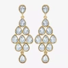 Js Jessica Simpson Gold Tone Womens Glass Pear Chandelier Earrings In Gold
