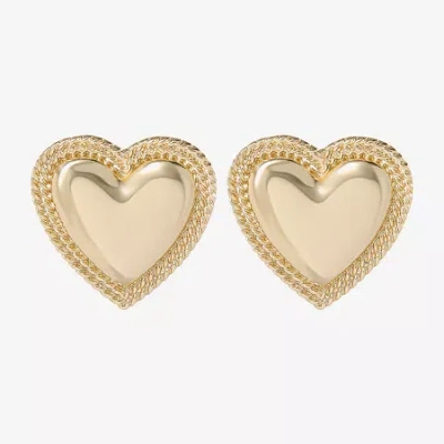 Js Jessica Simpson Gold Tone Womens Heart Drop Earrings In Yellow