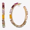 Js Jessica Simpson Gold Tone Womens Multi Color Glass 58mm Hoop Earrings In Multi