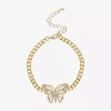 Js Jessica Simpson Gold Tone Womens Solid Butterfly 7.5 Inch Link Bracelet In Yellow