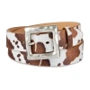 Js Jessica Simpson Hammered Cow Print Womens Belt In White