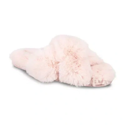 Js Jessica Simpson High Plush Cross Womens Slip-on Slippers In Pink