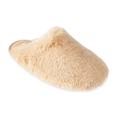 Js Jessica Simpson High Plush Scuff With Jersey Womens Slip-on Slippers In Brown