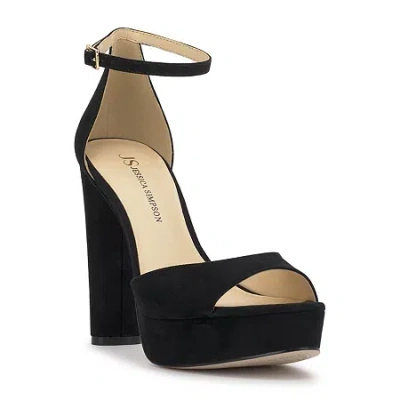 Js Jessica Simpson Izzella Womens Round Open Toe Chunky Heel Pumps In Black