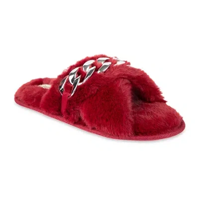 Js Jessica Simpson Oversized Chain Plush Womens Slip-on Slippers In Multi