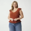 Js Jessica Simpson Plus Womens V Neck Sleeveless Cable Knit Pullover Sweater In Red