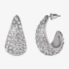 Js Jessica Simpson Silver Tone Womens Glass 29.3mm Hoop Earrings In Metallic