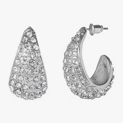 Js Jessica Simpson Silver Tone Womens Glass 29.3mm Hoop Earrings