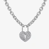 Js Jessica Simpson Silver Tone Womens Glass Alloy Heart 17 Inch Pendant Necklace In Silver