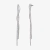 Js Jessica Simpson Silver Tone Womens Glass Drop Earrings In Silver